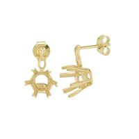 9K Gold Loop Earrings Mount (To fit 8mm Snowflake Cut Gemstone)- 1pair