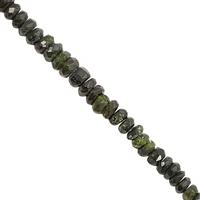38cts Green Tourmaline Graduated Faceted Rondelle Approx 2x1 to 4.5x2.5mm, 32cm Strand