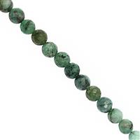30cts Emerald Gemstone Faceted Round Approx 4 to 6mm, 15cm Strand With Spacers