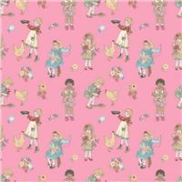 Poppie Cotton Hopscotch & Freckles Hens Pink Fabric 0.5m