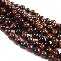 995cts Red Tigers Eye Plain Round Approx 8mm, 2 Metre Strand