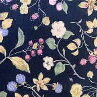Country Floral Purple Berries on Navy Blue Fabric 0.5m Exclusive
