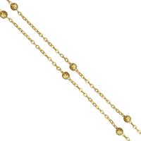 10m Gold Plated Base Metal Satellite Oval Link Chain Approx 2x1mm & Ball Approx 3mm, 1Pcs