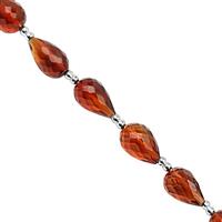 23cts Madeira Citrine Center Drill Graduated Faceted Drops Approx 6x4 to 9x7mm, 12cm Strand With Spacers.