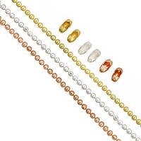 Base Metal Ball Chains  (Set of 3) (Approx 1metre of each - Silver Plated, Golden, Rose Golden)