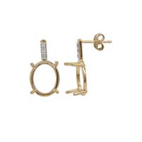 Gold Plated 925 Sterling Silver Drop Earring Mounts With Topaz - 1 Pair (To fit 12x10mm Gemstones)