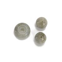 2x 10mm Labradorite Rounds & 1x Labradorite Silicone Slider Rondele, Approx 14mm