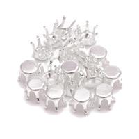 Silver Plated Base Metal 8mm Round Snap Settings, 20pcs