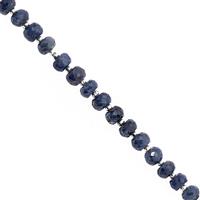35cts Natural Blue Madagascan Sapphire Faceted Rondelles Approx 3.5x2 to 5x4mm, 19cm Strand with Spacers