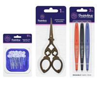 Threaders Embroidery Scissors, Pins & Erasable Fabric Pens Collection - Special Price