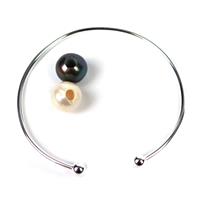 Big Beads You Are Beautiful; Cultured Potato Pearls 2x10-12mm 4mm Holes with Sterling Silver Bangle