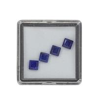 1.85cts Blue Sapphire Step Square Approx 4mm Pack of 4 (F) 