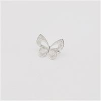 925 Sterling Silver Butterfly Clasp With White Cubic Zirconia