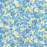 Sevenberry Petite Garden Lawn Collection Blooms Blue Fabric 0.5m