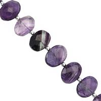 120cts Blue John Purple Fluorite Faceted Oval Approx 11x9 to 15x11mm, 20cm Strand With Spacers