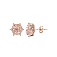 Rose Gold Plated 925 Sterling Silver Flower Multi Gemstone Round Earring Mounts (To fit 3mm gemstone)- 1pair