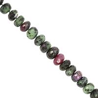 82cts Ruby Zoisite Graduated Faceted Rondelle Approx 6x2 to 9x5.5mm, 15cm Strand