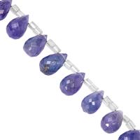 33cts Tanzanite Faceted Top Drill Drop Approx 7x5mm to 10x6.30mm 10cm Strand with Spacers