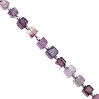 50cts Blue John Purple Fluorite Faceted Cube Approx 4 to 6mm, 19cm Strand With Spacers