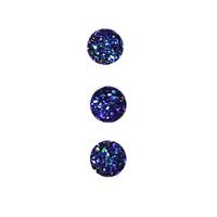 Dark Blue Coin Resin Glitter Cabochons, Approx 10mm (3pcs/pack)
