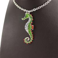 Sally Seahorse; Red, Lime, Crystal AB Miyuki 11/0, Wire 0.8mm, 0.4mm, Jump rings ID 3mm