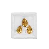 3cts Citrine Brilliant Pear Approx 9x6 to 10x7mm Loose Gemstones (Pack of 3)