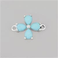925 Sterlng Silver Flower Connector With 0.88cts Sleeping Beauty Turquoise Approx 4x3mm