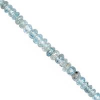  30cts Blue Zircon Faceted Rondelle Approx 3x1 to 5x3mm, 15cm Strand 