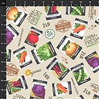 Certified Delicious Seed Packets On Ivory Fabric 0.5m