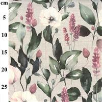 Flowers on Stems Cotton Canvas Print Fabric 0.5m