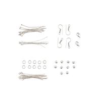 Silver Plated Base Metal Essential Findings Pack (75pcs)