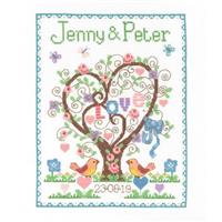 Celebration - Love Heart Wedding Sampler Cross Stitch Kit (18.5 x 23.5cm)