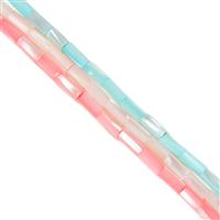 3 x 38cm Strands Shell Tubes, Approx 4x8mm (Coral, Pale Pink, Mint)