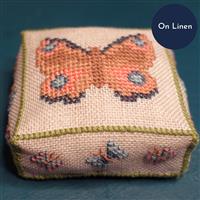 Cross Stitch Guild Butterfly Pincushion Peacock on Linen Kit