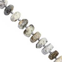 140cts Dendrite Opal faceted Tumble Approx 10x5 to 14x8mm, 15cm Strand With Spacers