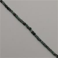 50cts Emerald Faceted Cubes Approx 4mm, 38cm Strand