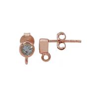 Rose Gold Plated 925 Sterling Silver Studs With 0.52cts Aquamarine & Loop (1pair)