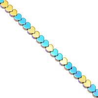 60cts Rainbow Haematite Flat Hearts Approx 6mm, 38cm Strand