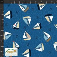 True Blue Sea Yacht Blue Fabric 0.5m