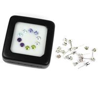 3.9cts Multi Gemstone Rounds & 925 Sterling Silver Snap Set Earrings With Butterfly Backs