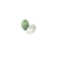 Type A Green & White Jadeite Big Hole Rice Beads Approx 10x14mm, 2pcs
