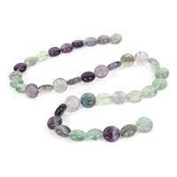 190cts Multi-colour Fluorite Coins Approx 10mm, 38cm Strand
