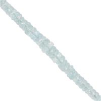 22cts Aquamarine Graduated Faceted Wheel Approx 2.5x1 to 6.5x2mm, 11cm Strand