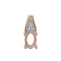 Rose Gold Plated 925 Sterling Silver Oval Pendant With White Zircon (To fit 6x4mm gemstone)- 1pcs