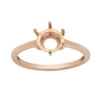 Rose Gold Plated 925 Sterling Silver Solitaire Ring Mount (To fit 7mm round gemstone)1-Pcs