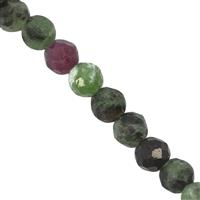 33.50cts Ruby Zoisite Faceted Round Approx 4mm, 27cm Strand