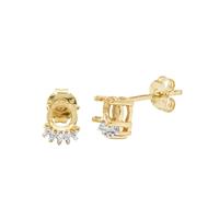 Gold Plated 925 Sterling Silver Round Earrings Mount (To fit 5mm Gemston) Inc. 0.10cts White Zircon Brilliant Cut Rounds 1mm- 1pair