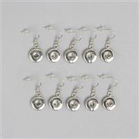Silver Plated Copper Snap Drop Earring Findings 12mm (5 pairs)