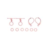 Rose Gold Plated Base Metal Findings Pack (Seed Bead Kits) Inc. Toggle Clasp, 10pcs