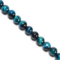 245 cts Dyed Teal Tiger eye Plain Rounds Approx 10mm,38cm Strand